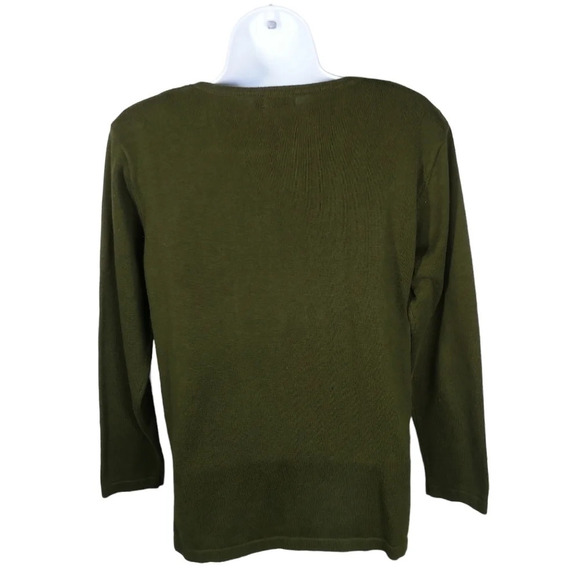 Moffi Boho  Bohemian Retro Knit Shirt with Circle Designs Olive Green M - Picture 5 of 8